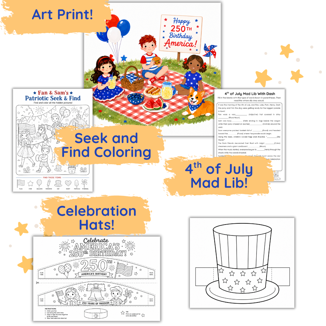 America's 250th Birthday July 4th Activity Pack Freebie