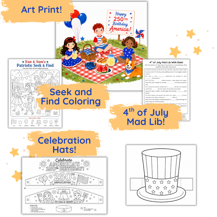 America's 250th Birthday July 4th Activity Pack Freebie